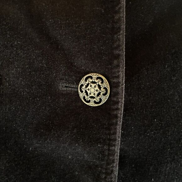Vintage Womens Blazer Suit Jacket Black Velvet Sz S Lined Office Whimsigoth Boho - Picture 5 of 9